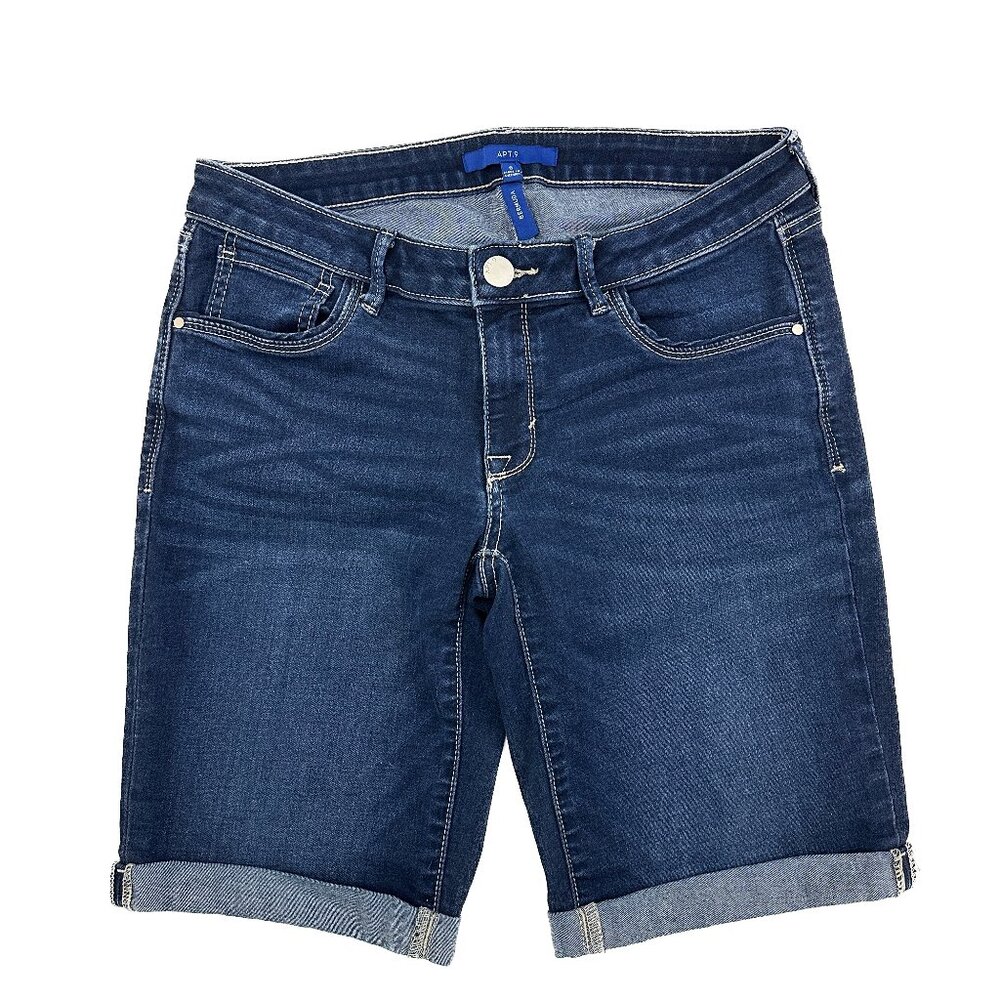 Apt. 9 Cuffed Bermuda Women's size 8 Dark Wash Blue‎ Denim Jean Shorts